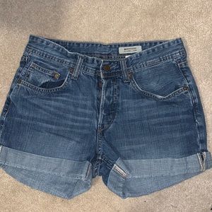 H&M cuffed button front denim shorts